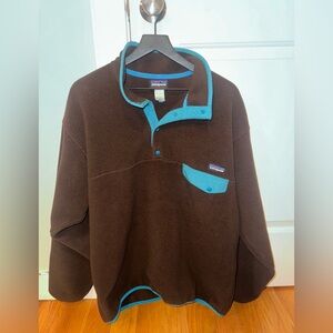 Patagonia Chocolate Synchilla® Snap-T® Fleece Pullover with Teal Trim